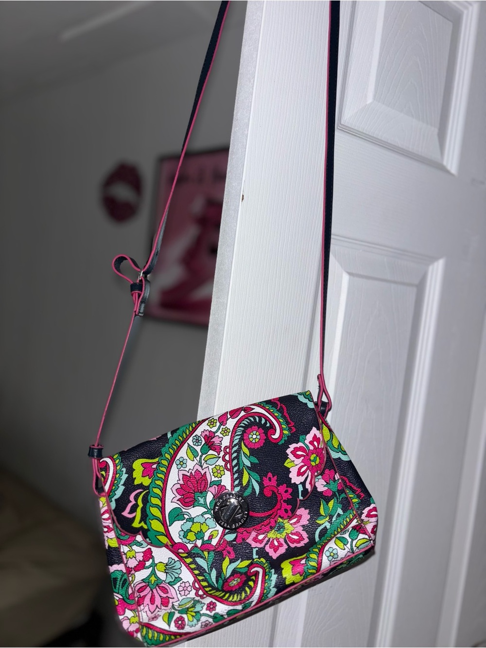 Vera Bradley Pink & Black Floral Paisley Crossbody